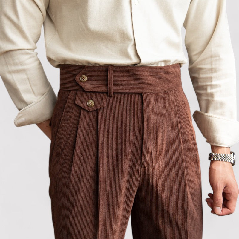 Ancien | Men's Corduroy Pleated Trousers afbeelding 1