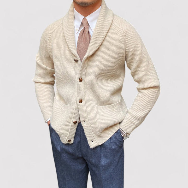 Ancien | Men's Bond Street Shawl Collar Knitted Cardigan afbeelding 1