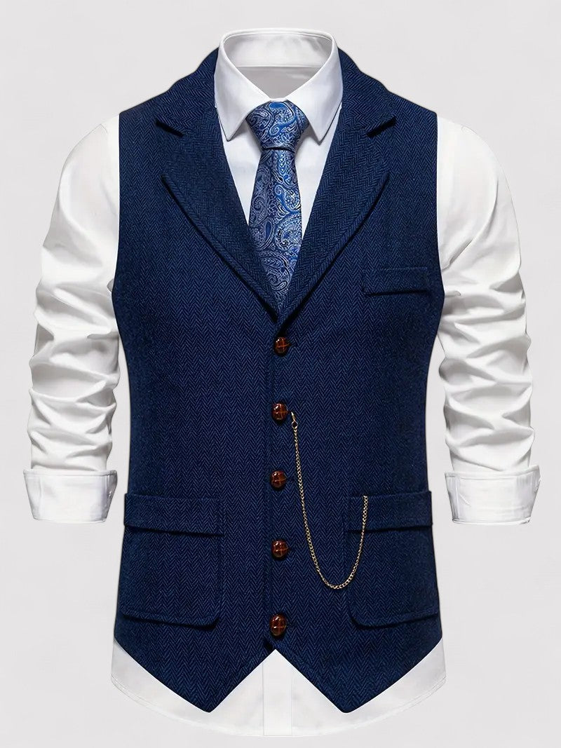 Ancient Elegant Retro Men's Vest with Herringbone Pattern afbeelding 11