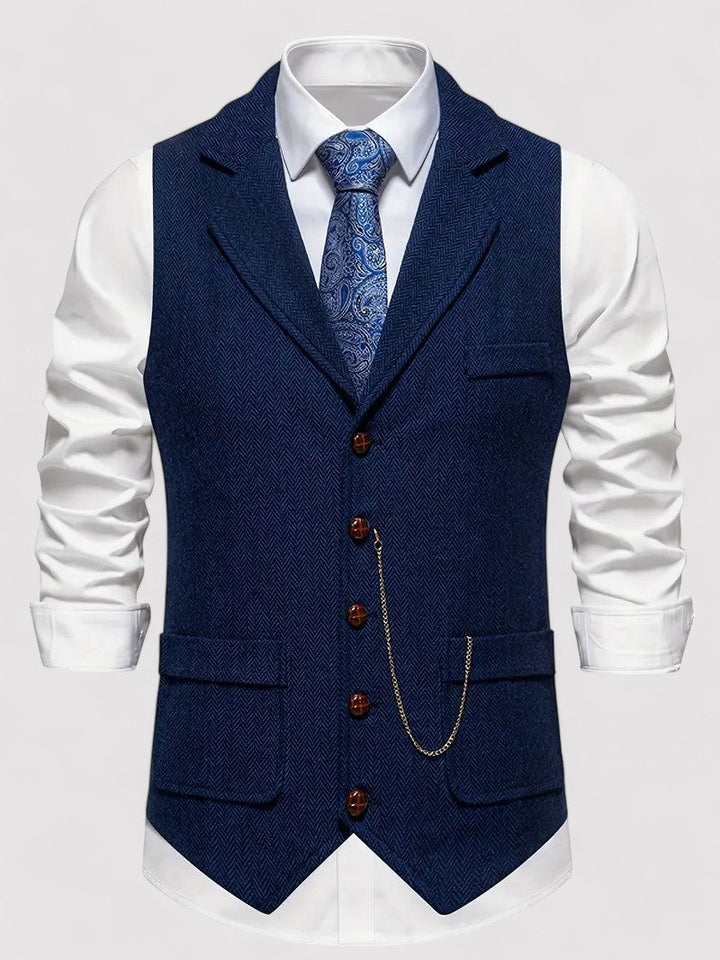 Ancient Elegant Retro Men's Vest with Herringbone Pattern afbeelding 11