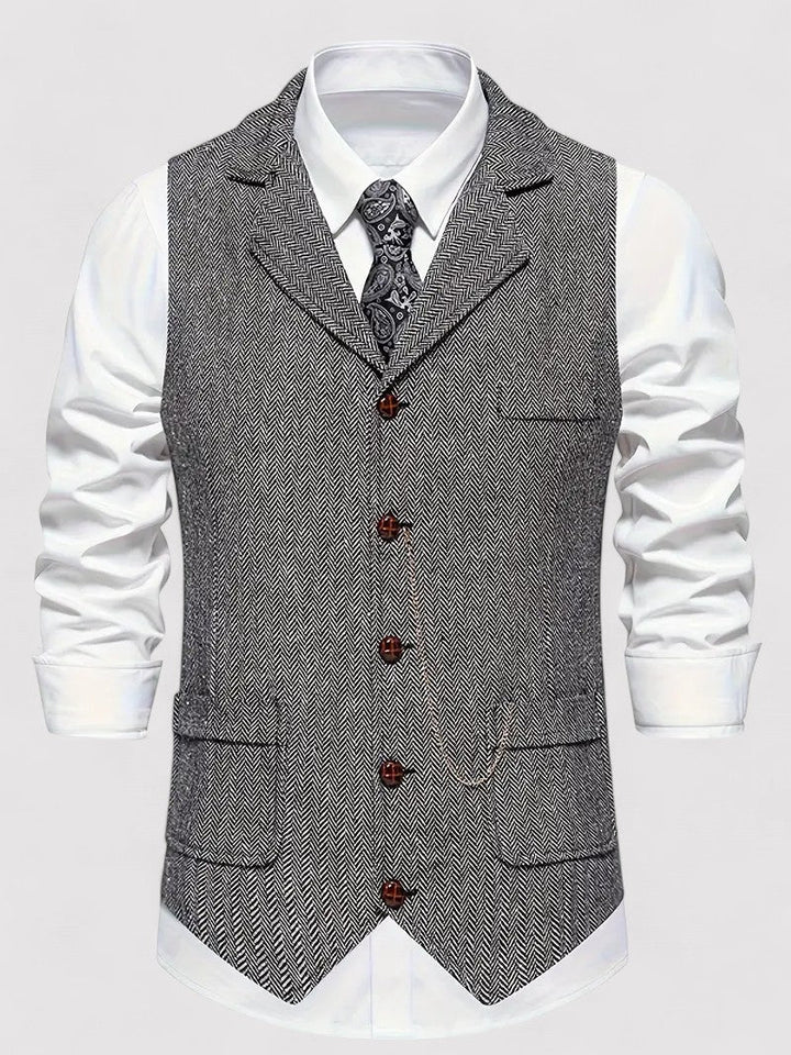 Ancient Elegant Retro Men's Vest with Herringbone Pattern afbeelding 12