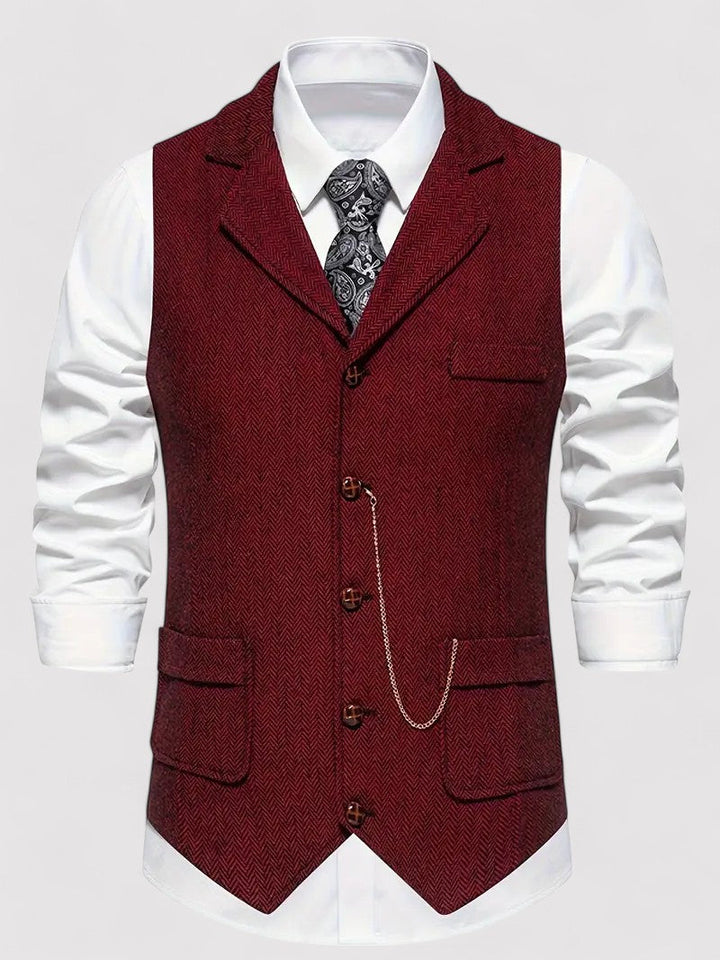 Ancient Elegant Retro Men's Vest with Herringbone Pattern afbeelding 1
