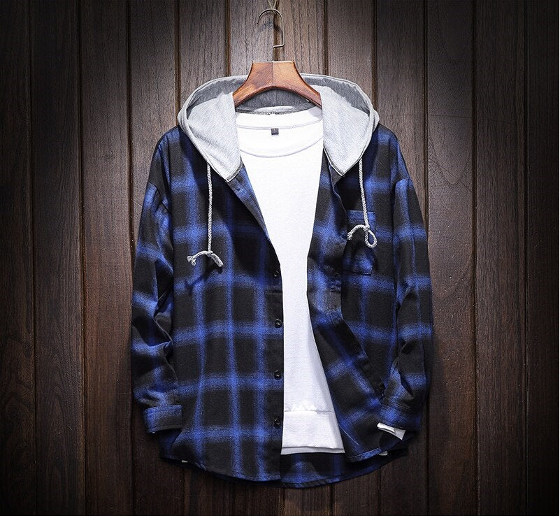 West Louis™ Plaid Casual Hooded Shirt afbeelding 5