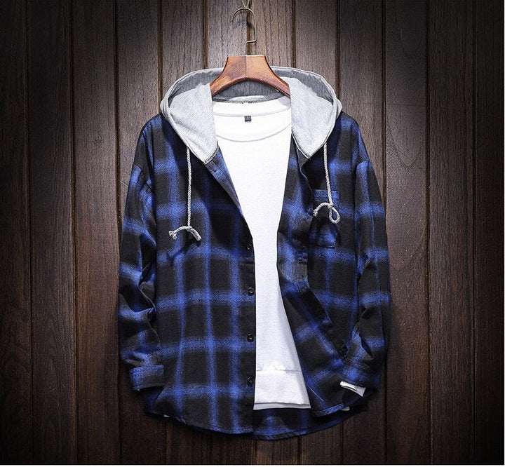 West Louis™ Plaid Casual Hooded Shirt afbeelding 5
