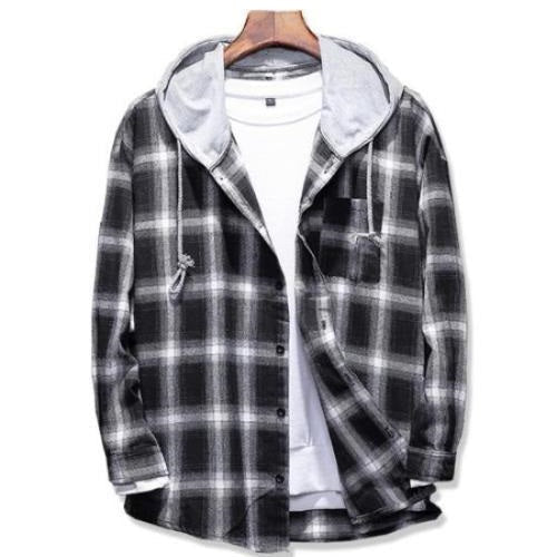 West Louis™ Plaid Casual Hooded Shirt afbeelding 1