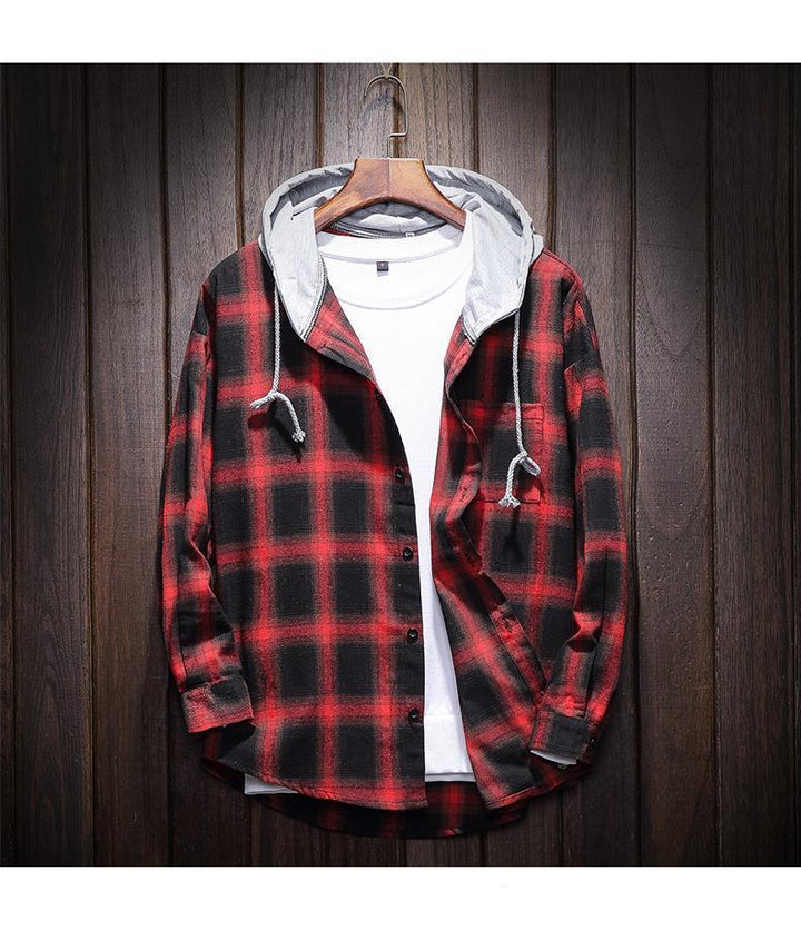 West Louis™ Plaid Casual Hooded Shirt afbeelding 4