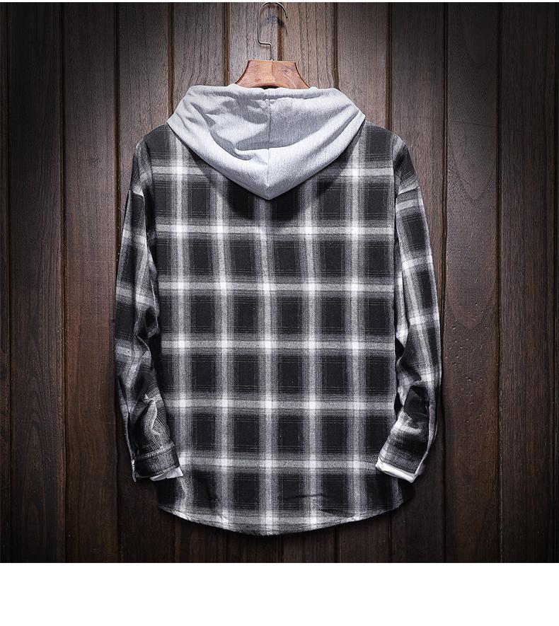 West Louis™ Plaid Casual Hooded Shirt afbeelding 3