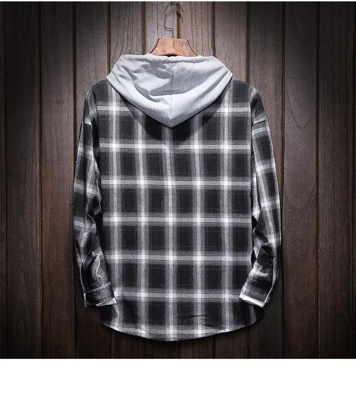 West Louis™ Plaid Casual Hooded Shirt afbeelding 3