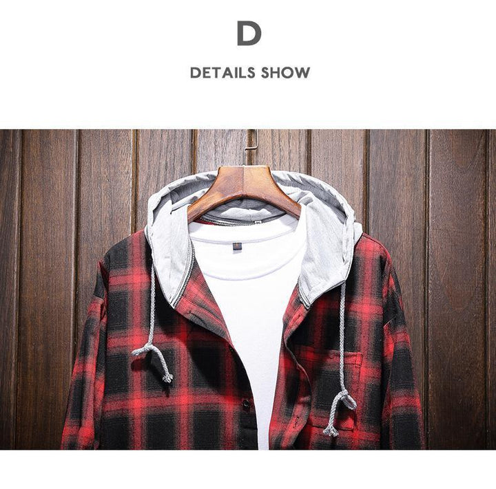 West Louis™ Plaid Casual Hooded Shirt afbeelding 6