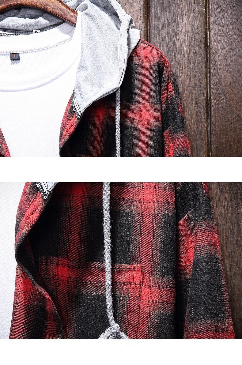 West Louis™ Plaid Casual Hooded Shirt afbeelding 8