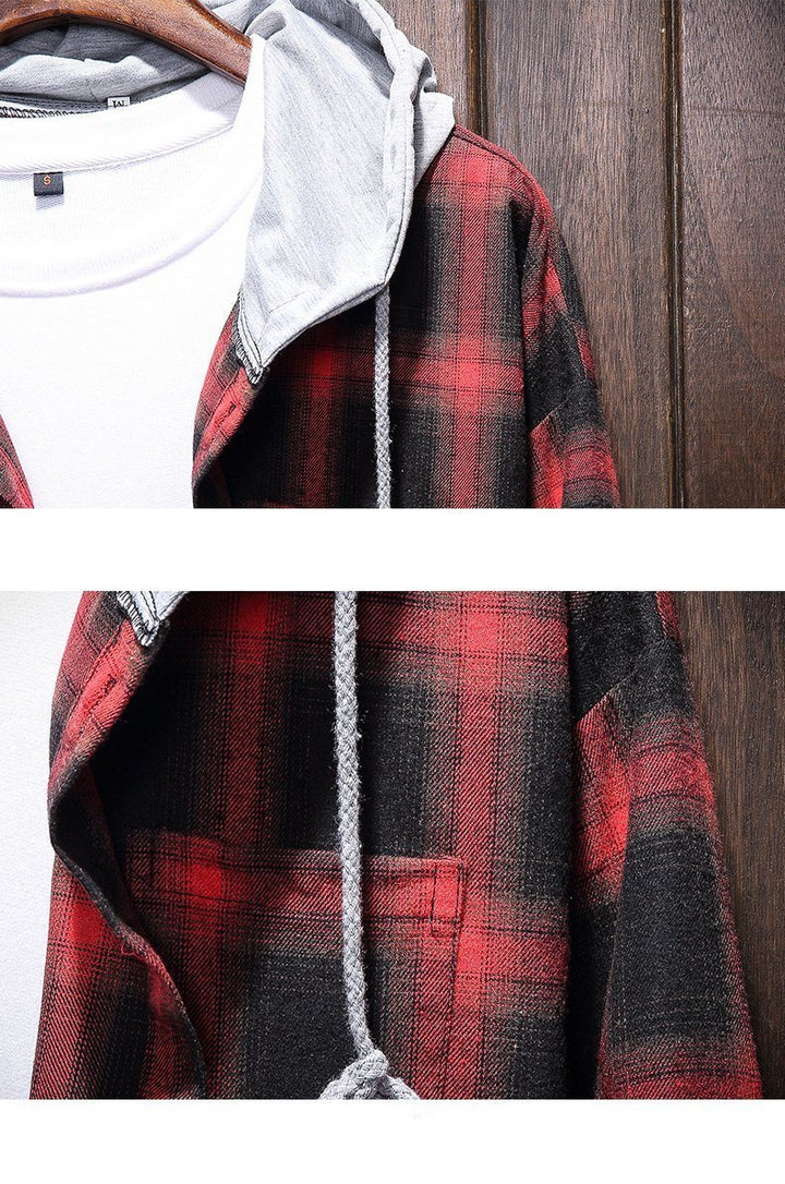 West Louis™ Plaid Casual Hooded Shirt afbeelding 8