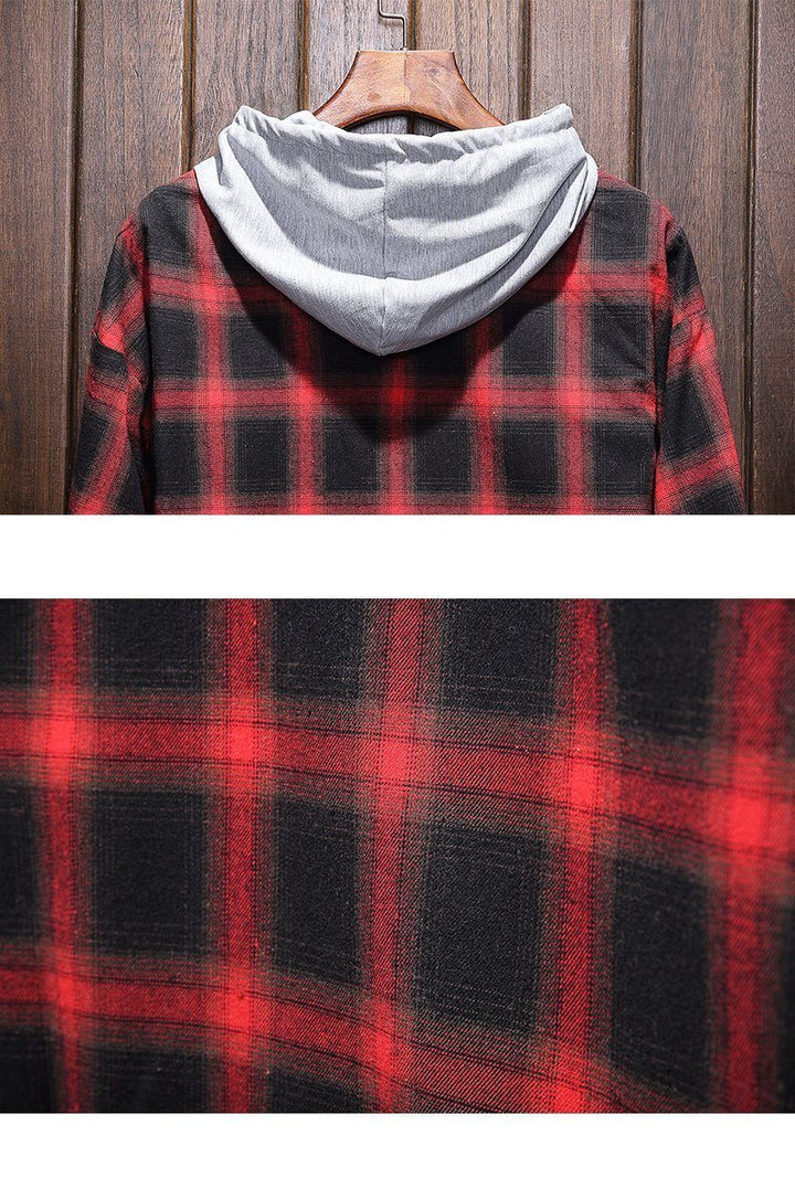 West Louis™ Plaid Casual Hooded Shirt afbeelding 9