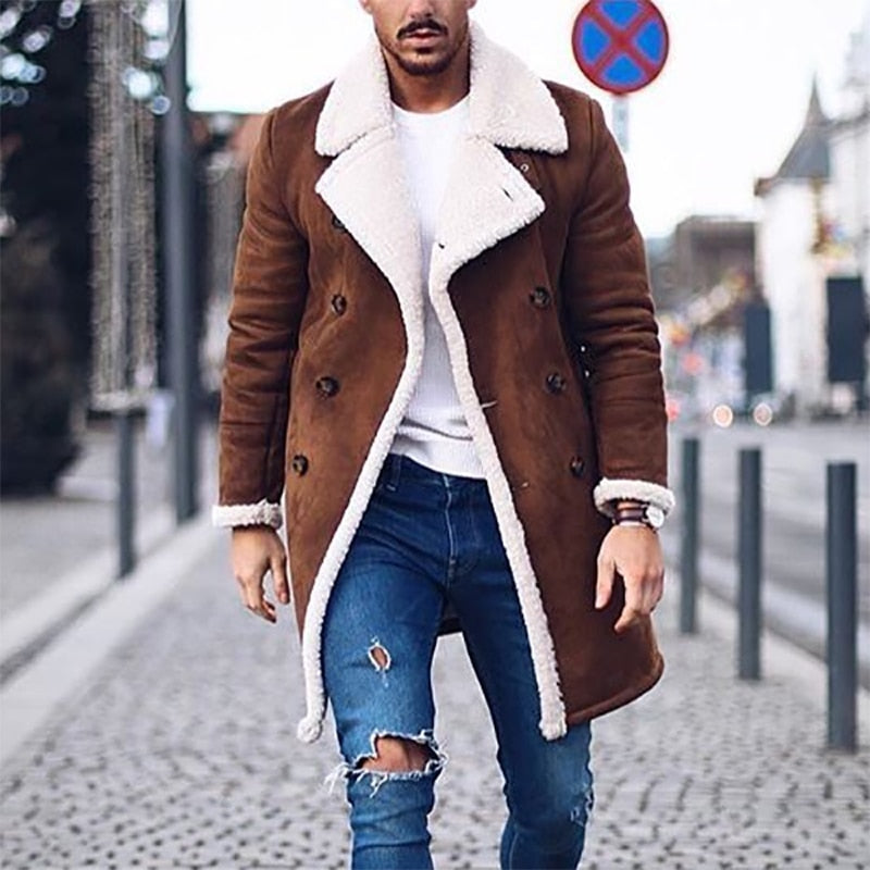 West Louis™ Brand Suede Inside Fleece Thick Coat afbeelding 1